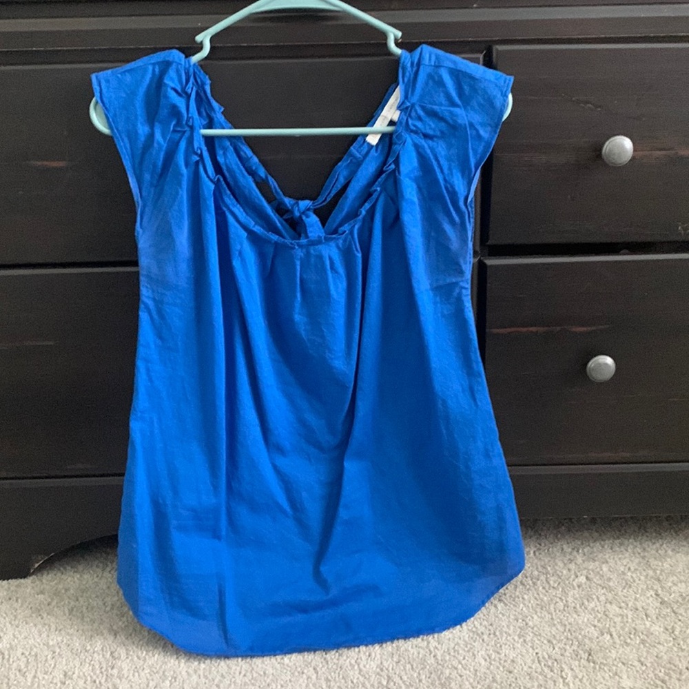 Blue linen Lauren Conrad top w/ bow detail in back XS